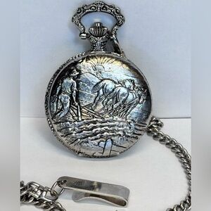 Vintage Pocket Watch - Farmer And Plow- Working